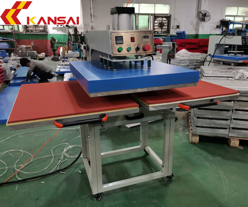 Máy ép nhiệt hai mâm khí nén khổ 60 x 80 (đẩy mâm dưới)
