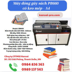 Máy đóng gáy sách bằng keo nhiệt PB660 (có keo mép) - Thông số kỹ thuật