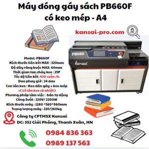Máy đóng gáy sách bằng keo nhiệt PB660F (có keo mép) - Thông số kỹ thuật